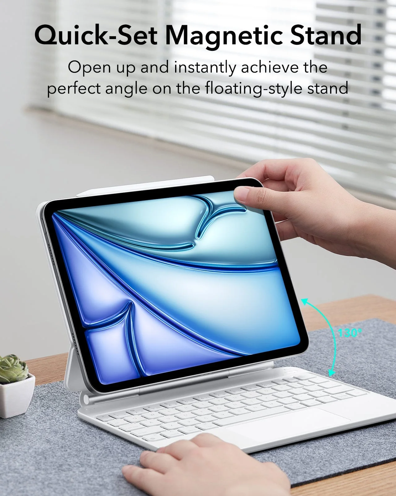 iPad Air 11” (M4) 2026 Rebound Magnetic Keyboard Case - US Layout-White - Image 5