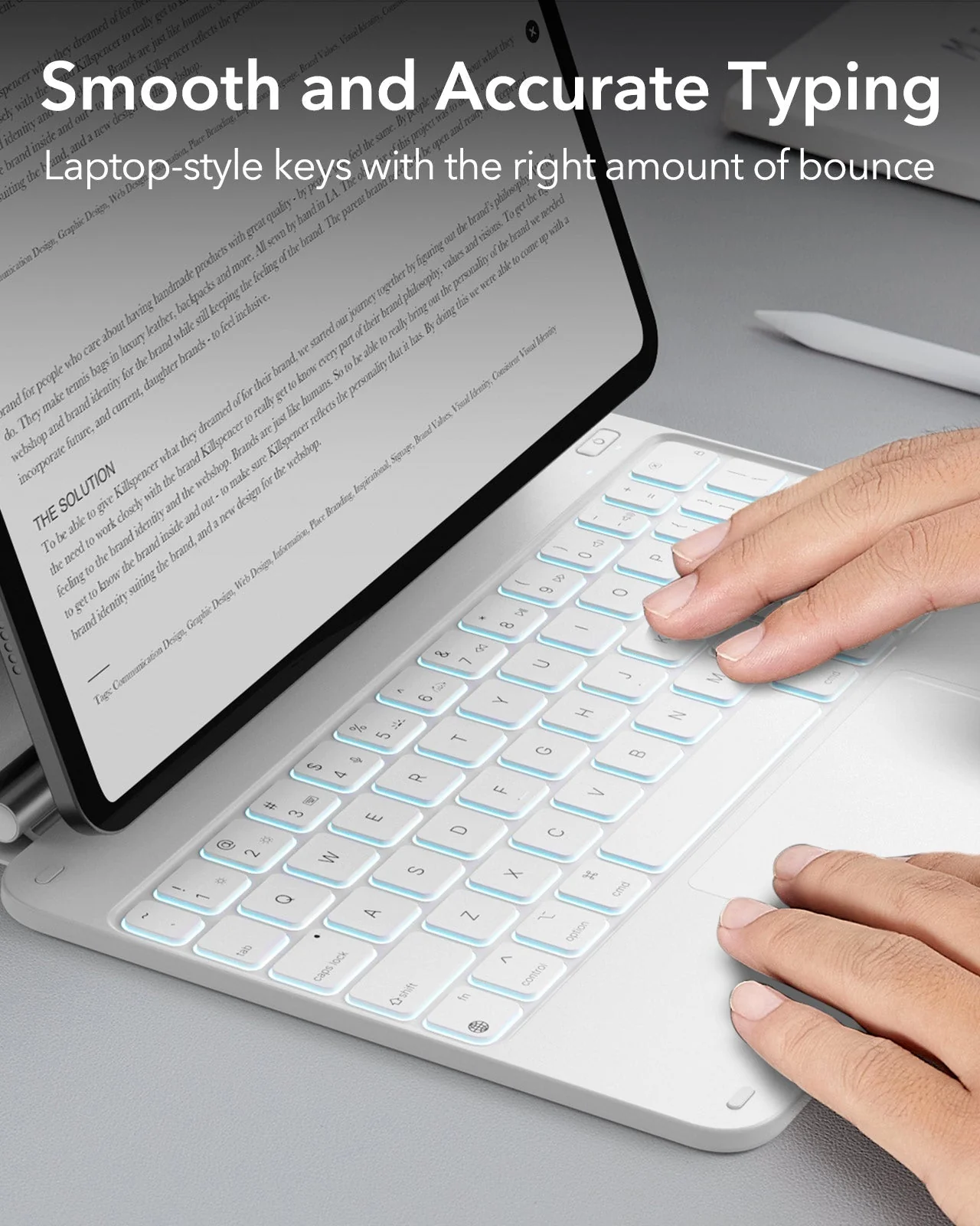 iPad Air 11” (M4) 2026 Rebound Magnetic Keyboard Case - US Layout-White - Image 6