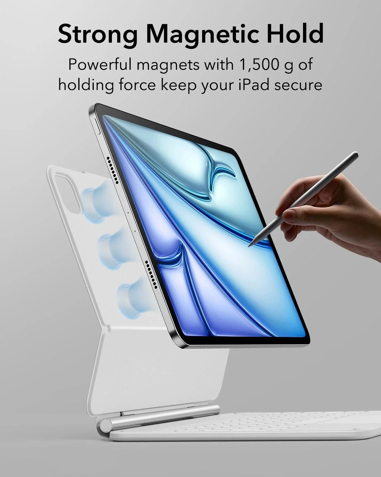 iPad Air 11” (M4) 2026 Rebound Magnetic Keyboard Case - US Layout-White - Image 8