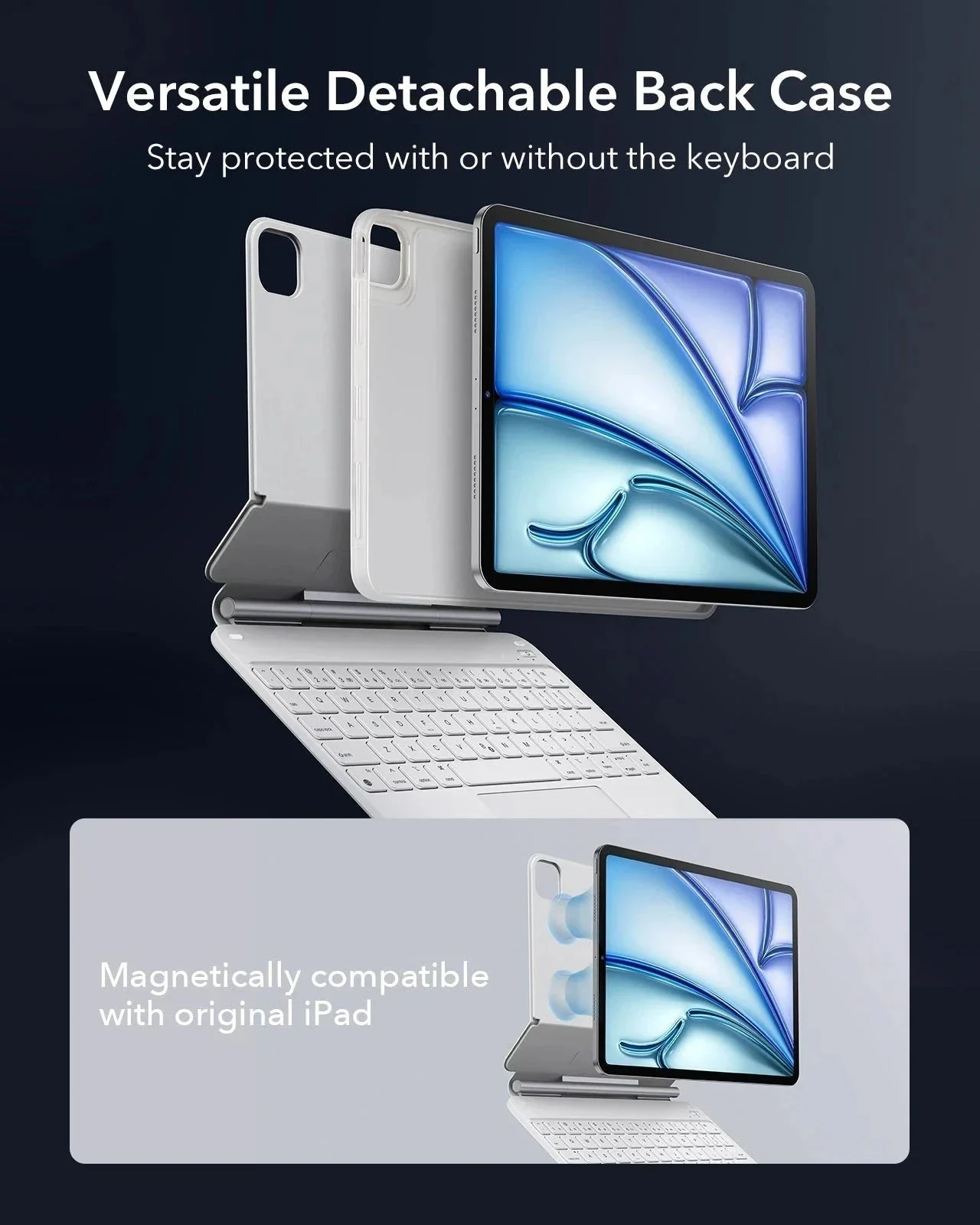 iPad Air 11" (M4) 2026 Bundle Rebound Magnetic Keyboard Case 360 & Digital Pencil-US Layout-White - Image 13