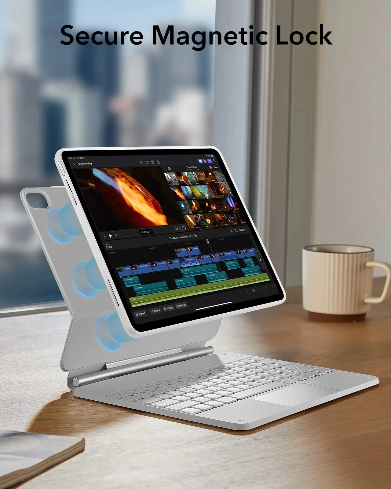 iPad Air 13" (M4) 2026 Rebound Magnetic Keyboard Case 360 - US Layout-White - Image 8