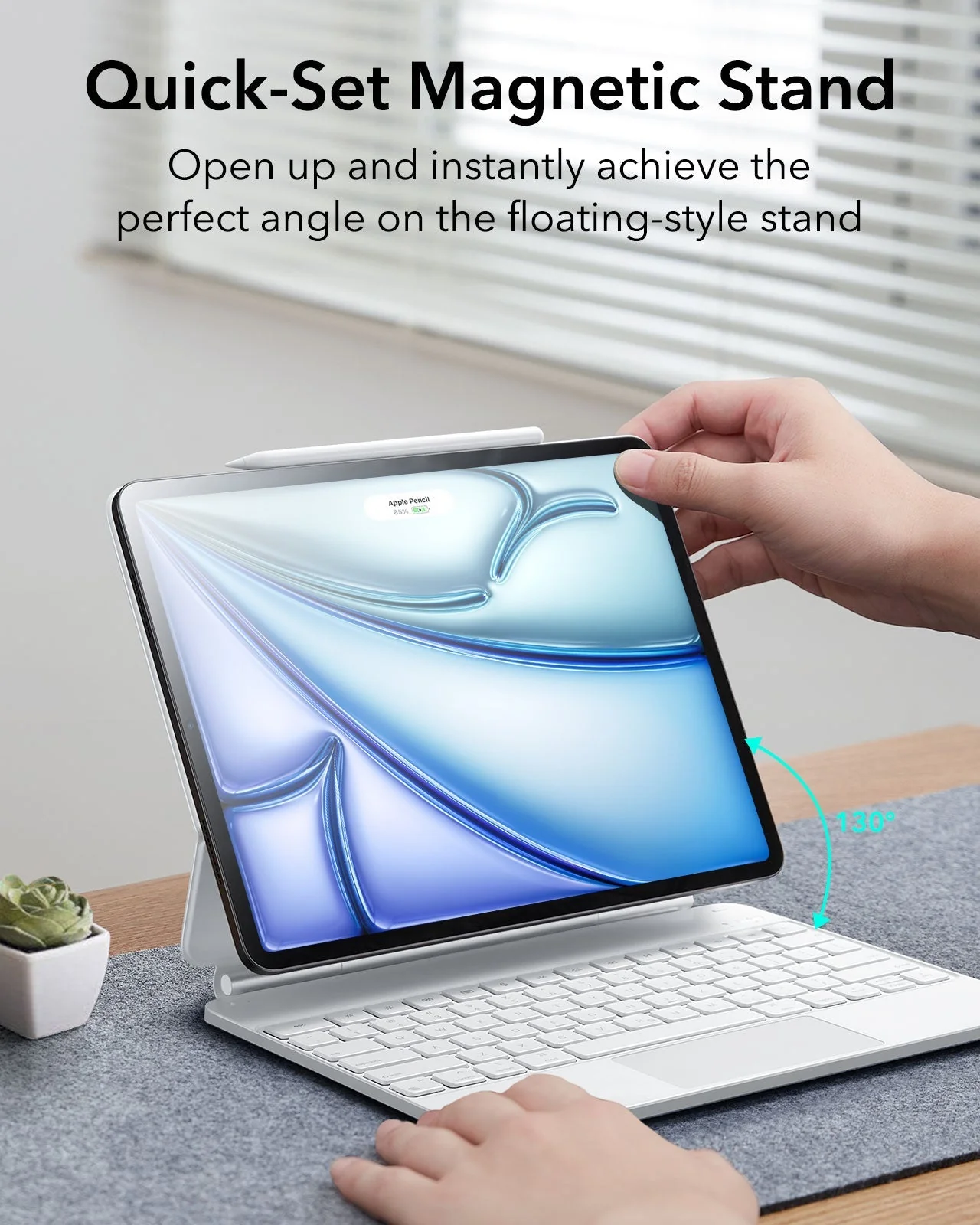 iPad Air 13” (M4) 2026 Rebound Magnetic Keyboard Case - US Layout-White - Image 5