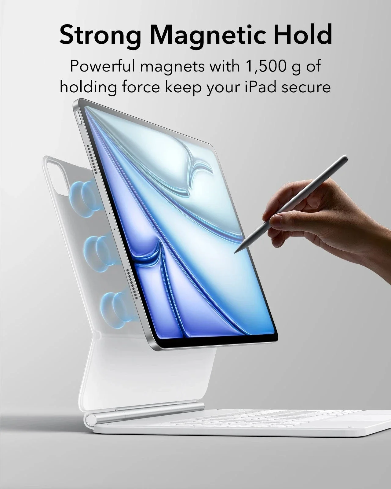 iPad Air 13” (M4) 2026 Rebound Magnetic Keyboard Case - US Layout-White - Image 8