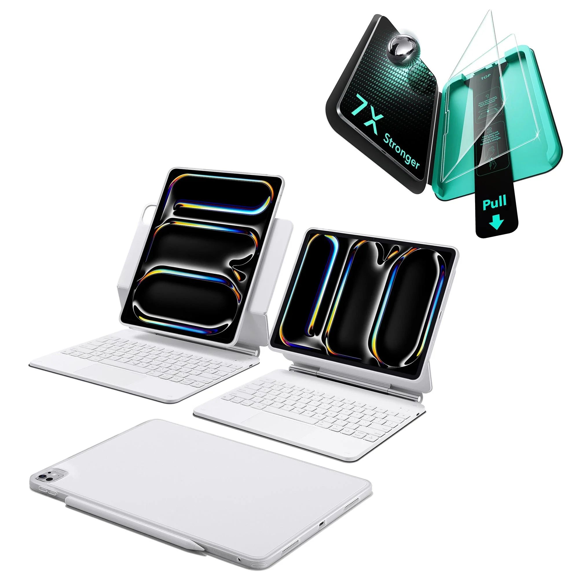 iPad Pro 13ʺ (2025) Bundle Rebound Magnetic Keyboard Case 360 & Armorite Screen Protectors  - US Layout-White